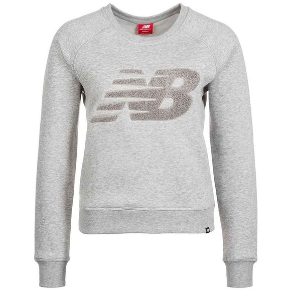 New Balance Tops - New Balance Grey Varsity Chenille Crew Sweatshirt